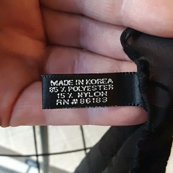 Express Black Sheer Floral Scarf Roses 21" x 21" Square Romantic Goth - Picture 4 of 4